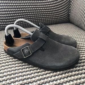 Birkenstock Boston clog nubuck leather black shoes size 41 - men’s 8, women’s 10